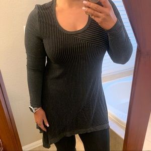 Black and gray stripe tunic with asymmetric hem
